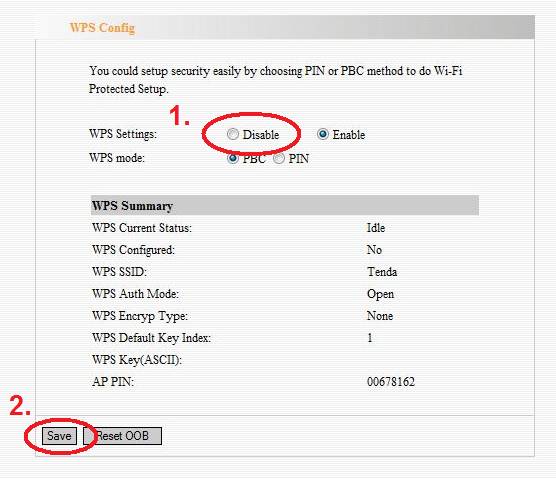 Tenda WPS Configuration